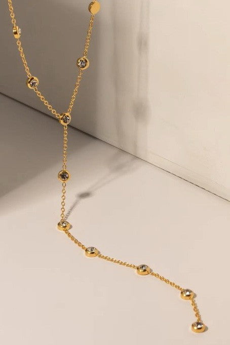Golden Hour Rhinestone Y-Necklace