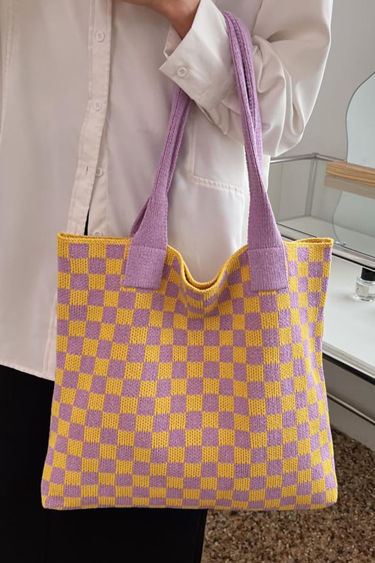 Lavender & Lemon Checkerboard Tote