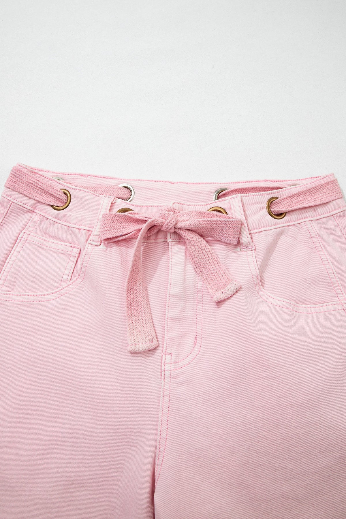 Pretty in Pink Drawstring Barrel Jeans