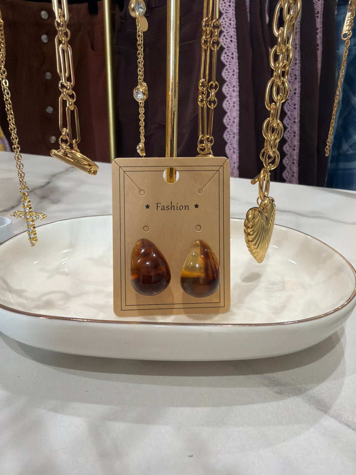 Tortoise Shell Teardrop Earrings