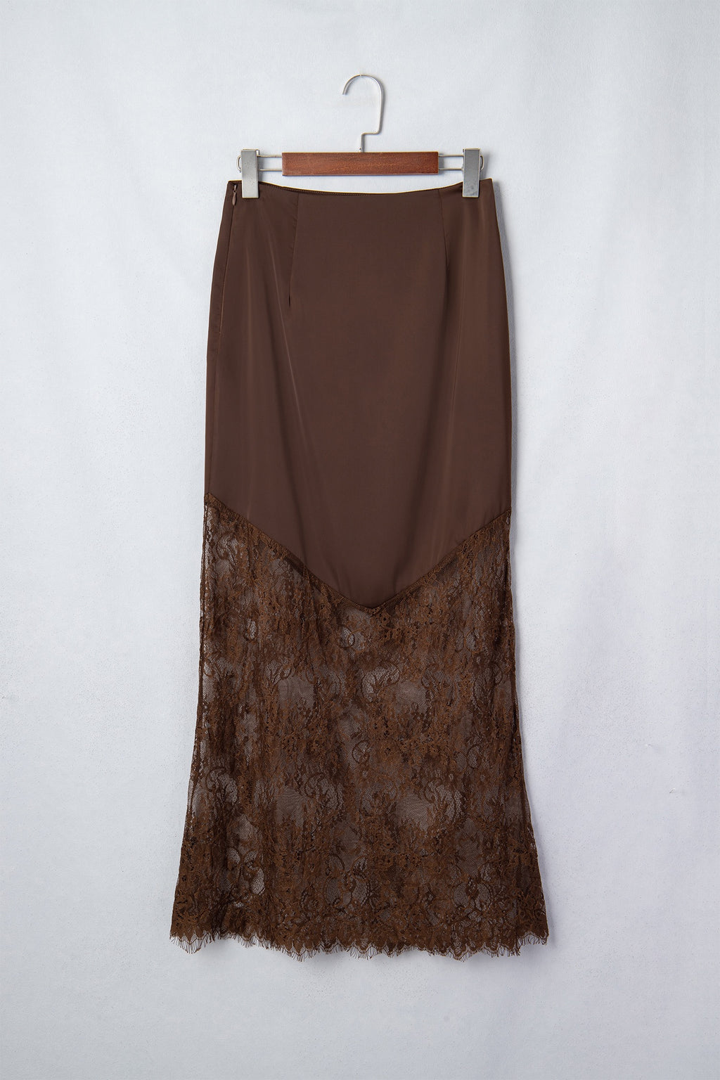 Cocoa Lace Hem Midi Skirt