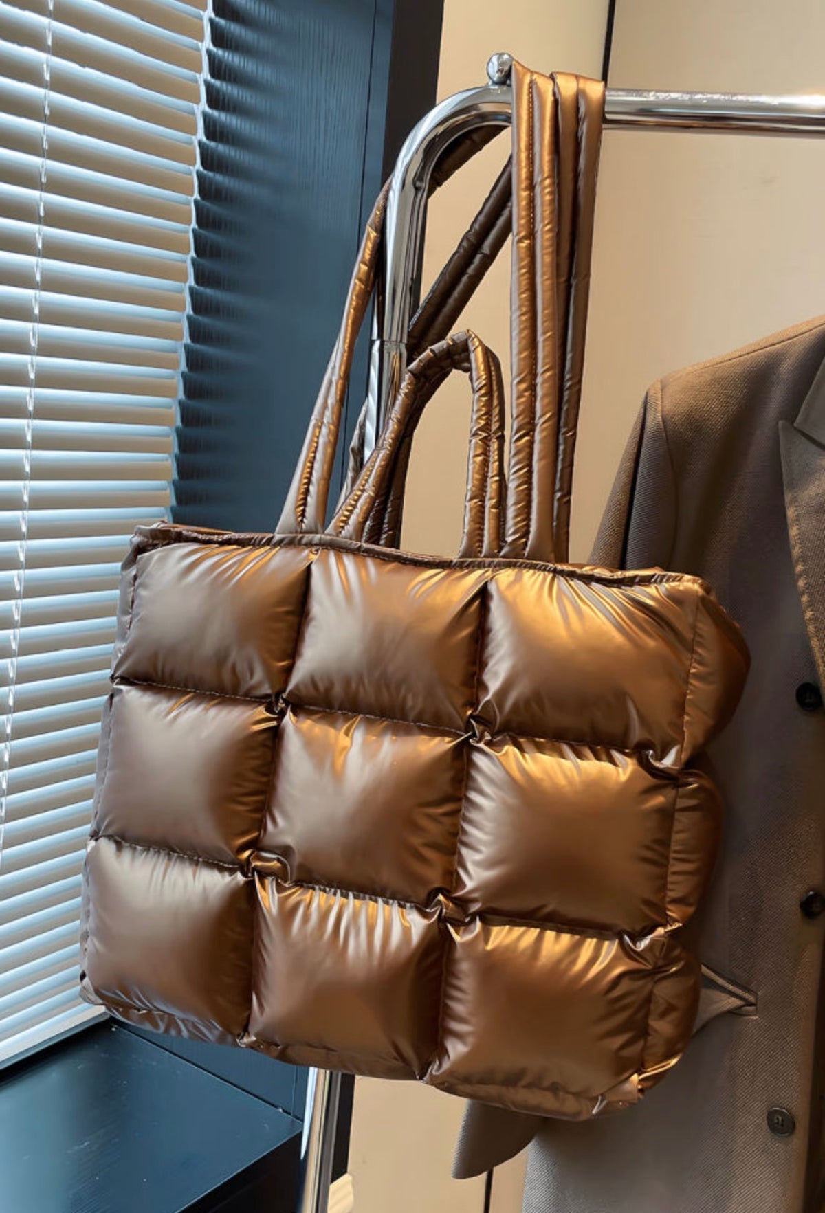 Golden Hour Quilted Puffer Tote