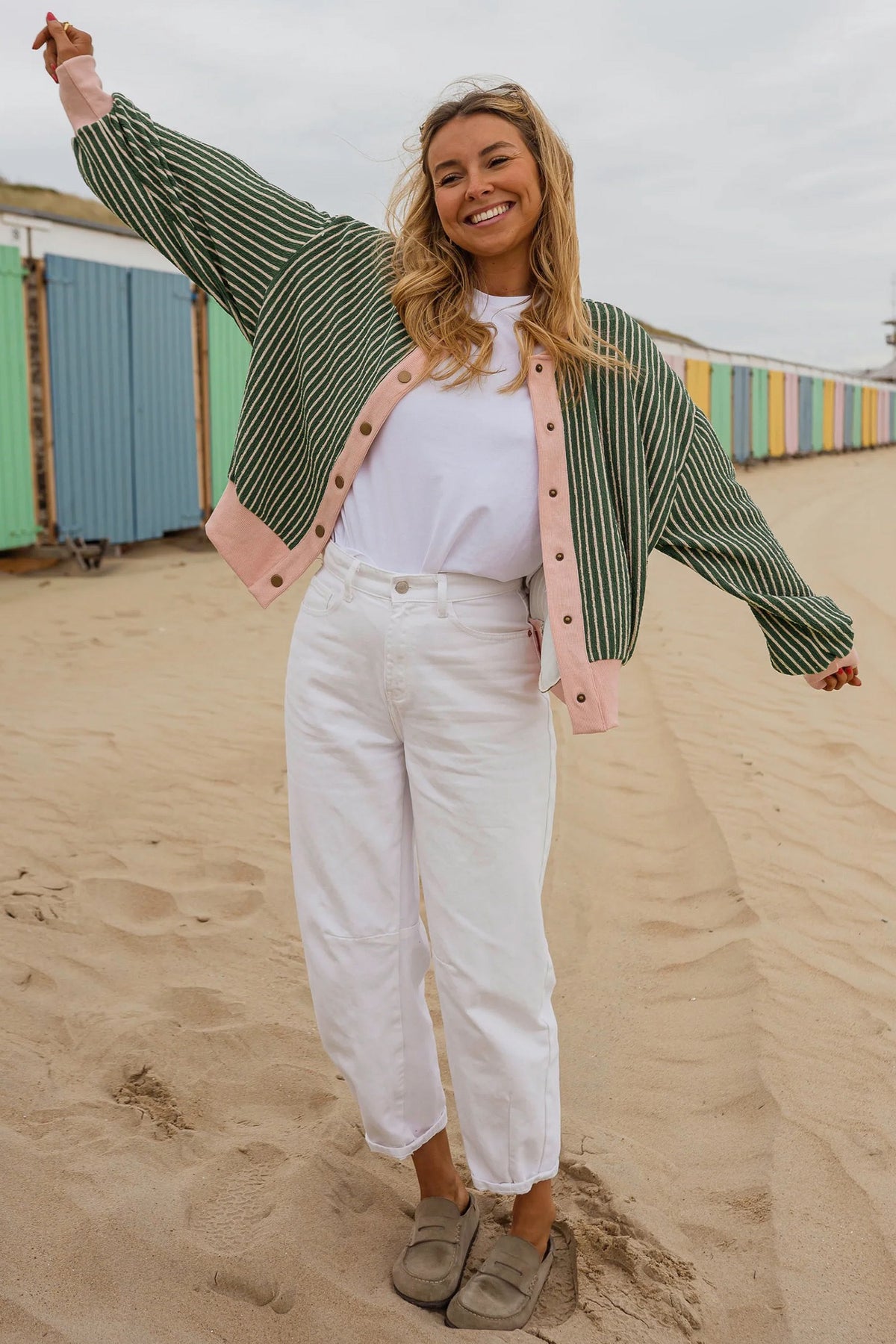 Pink & Pine Striped Cardigan