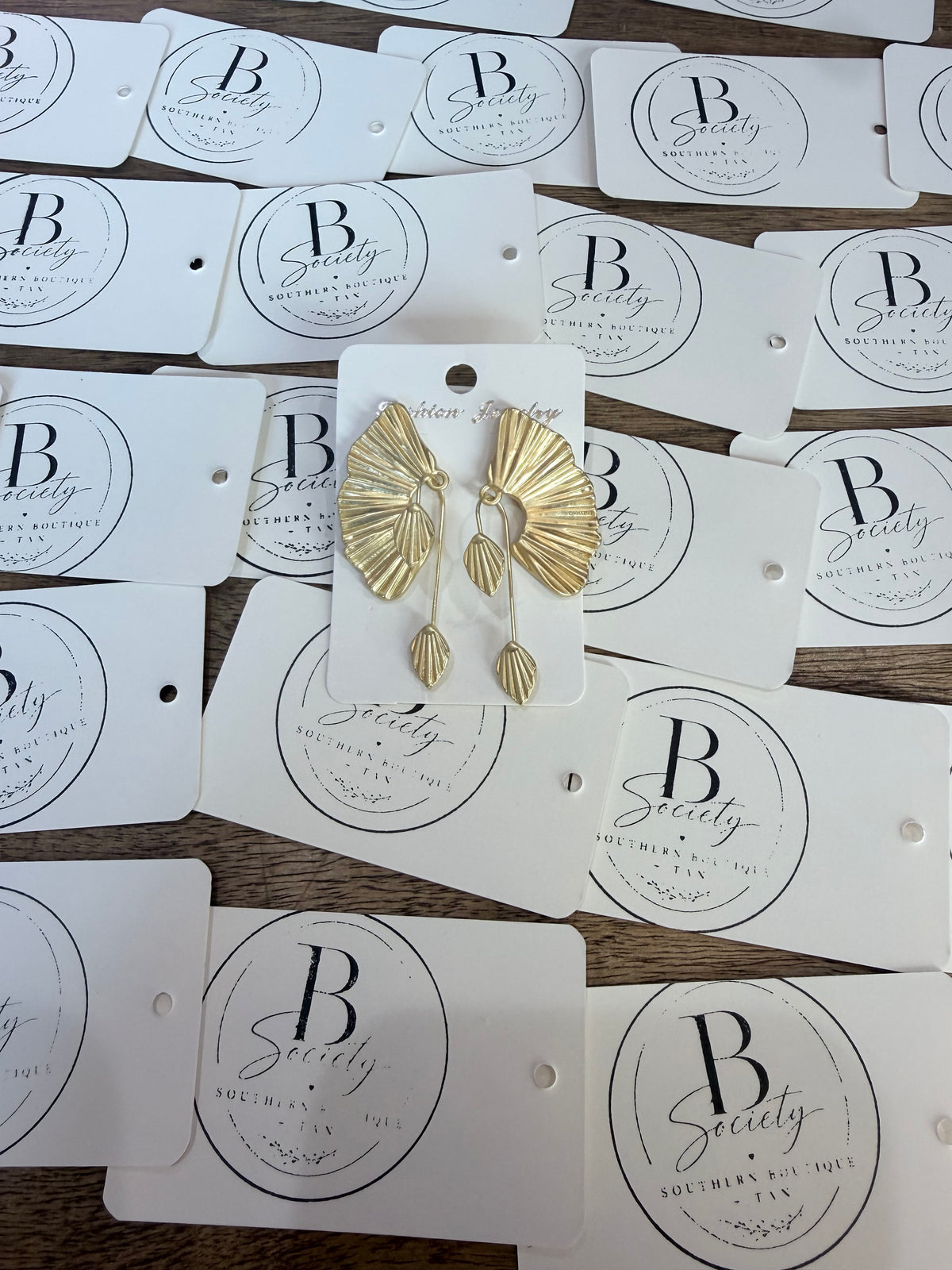 Golden Fan Drop Earrings