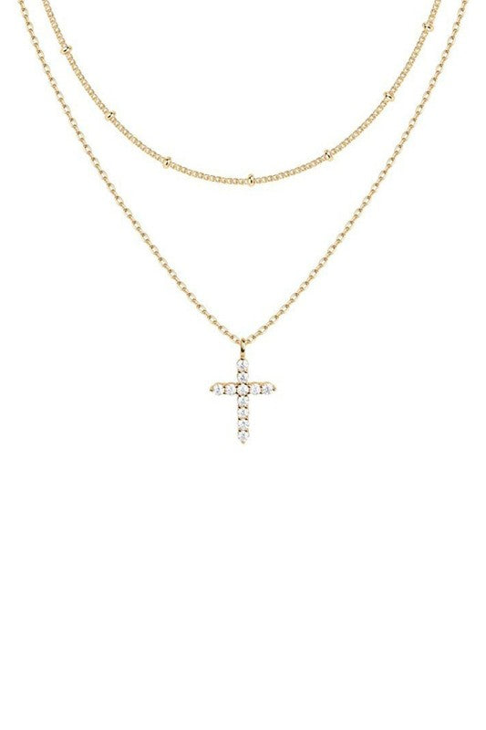 Golden Faith Layered Cross Necklace