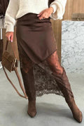 Cocoa Lace Hem Midi Skirt