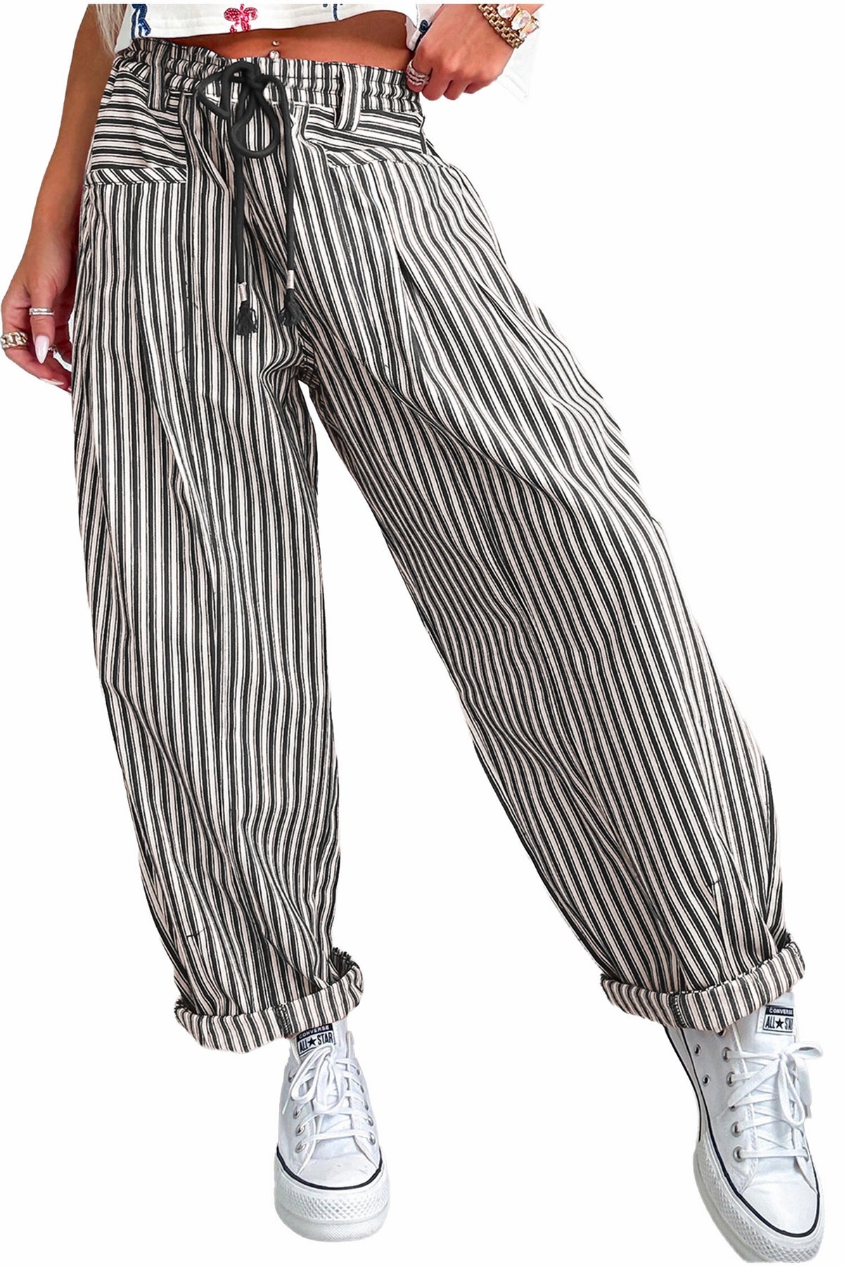 Easygoing Stripes Drawstring Pants