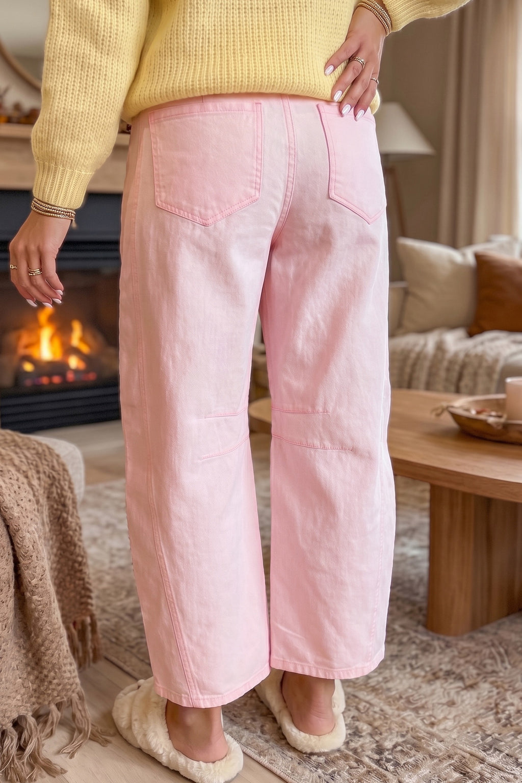 Pretty in Pink Drawstring Barrel Jeans