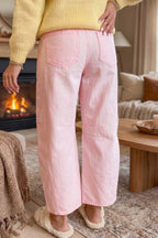 Pretty in Pink Drawstring Barrel Jeans