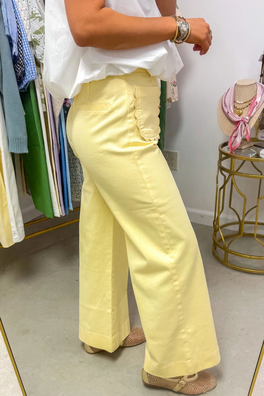 Sweet Sunshine Scallop Pocket Pants