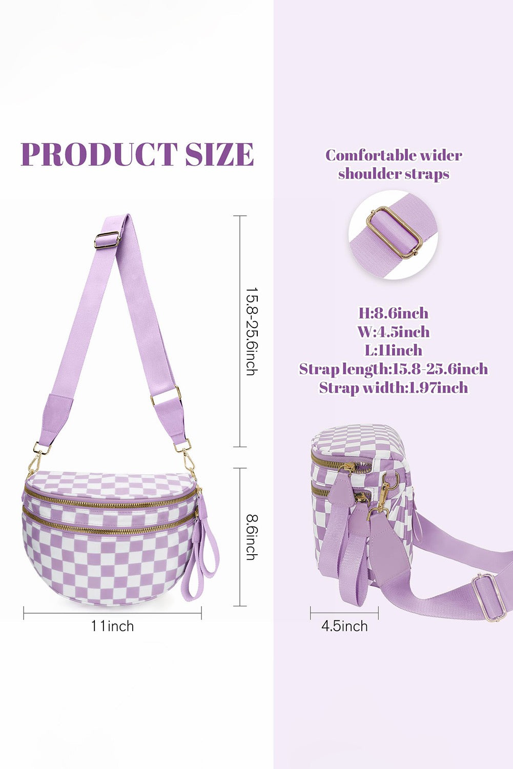 Lavender Checkerboard Crossbody Bag
