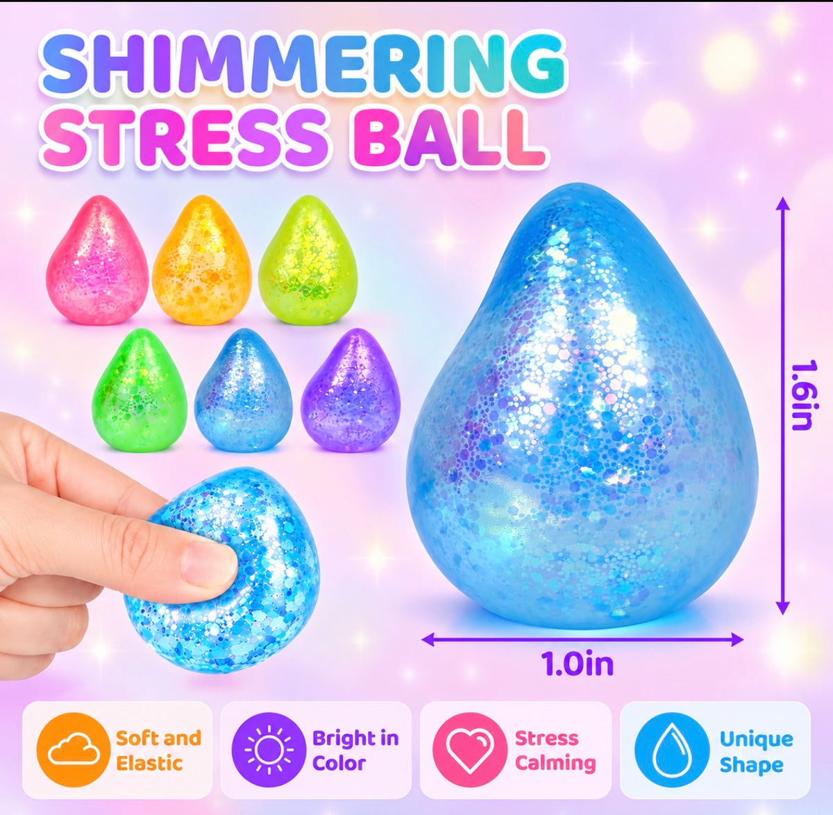 Glitter Teardrop Squishy Stress Toy ✨