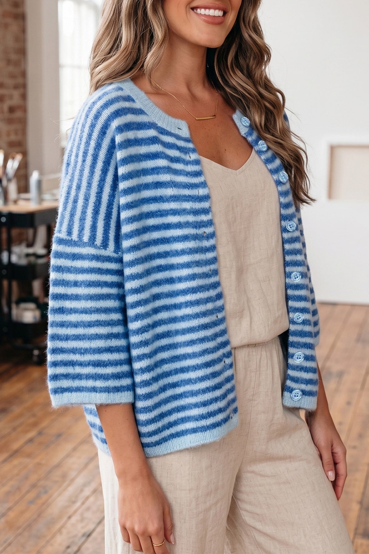 Blue Skies Striped Knit Cardigan