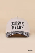 Jesus Saved My Life Zebra Print Snapback Hat