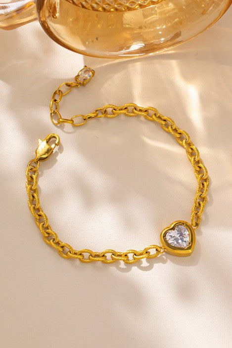 Golden Heart Link Bracelet