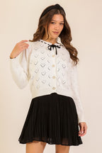 Sweetheart Pointelle Bow Cardigan