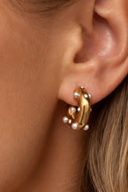 Pearl & Pave Gold Hoop Earrings