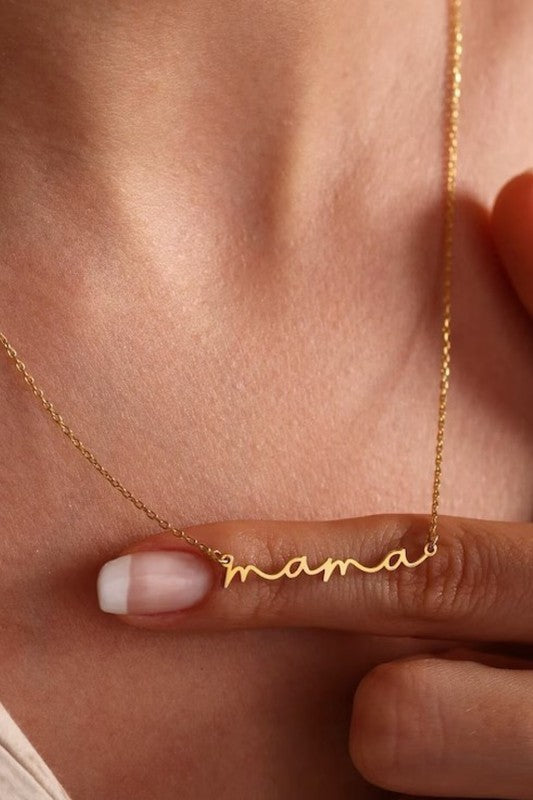 Mama Script Gold Necklace