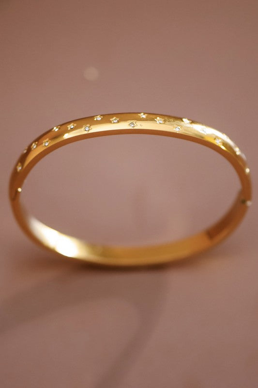 Golden Starburst Bangle Bracelet
