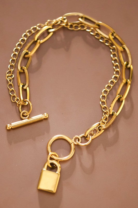 Locked In Gold Chain Bracelet