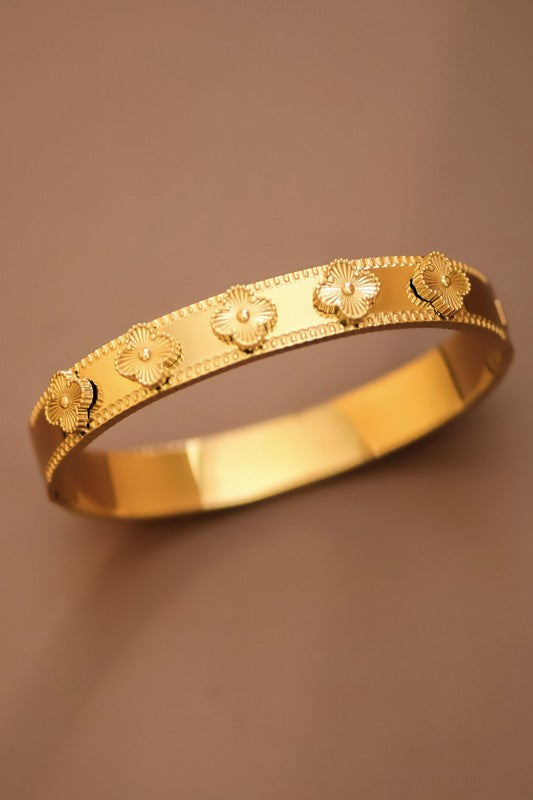 Golden Clover Bangle Bracelet