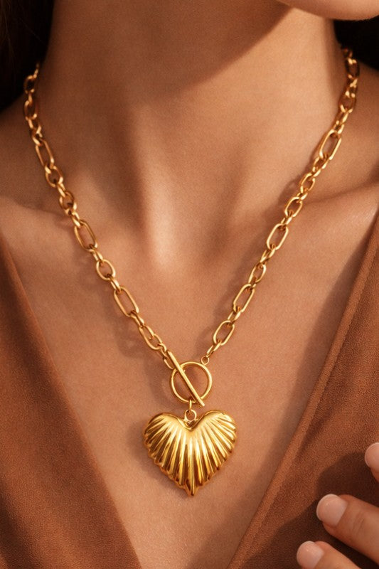 Golden Heart Toggle Necklace