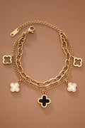 Golden Clover Charm Layered Bracelet