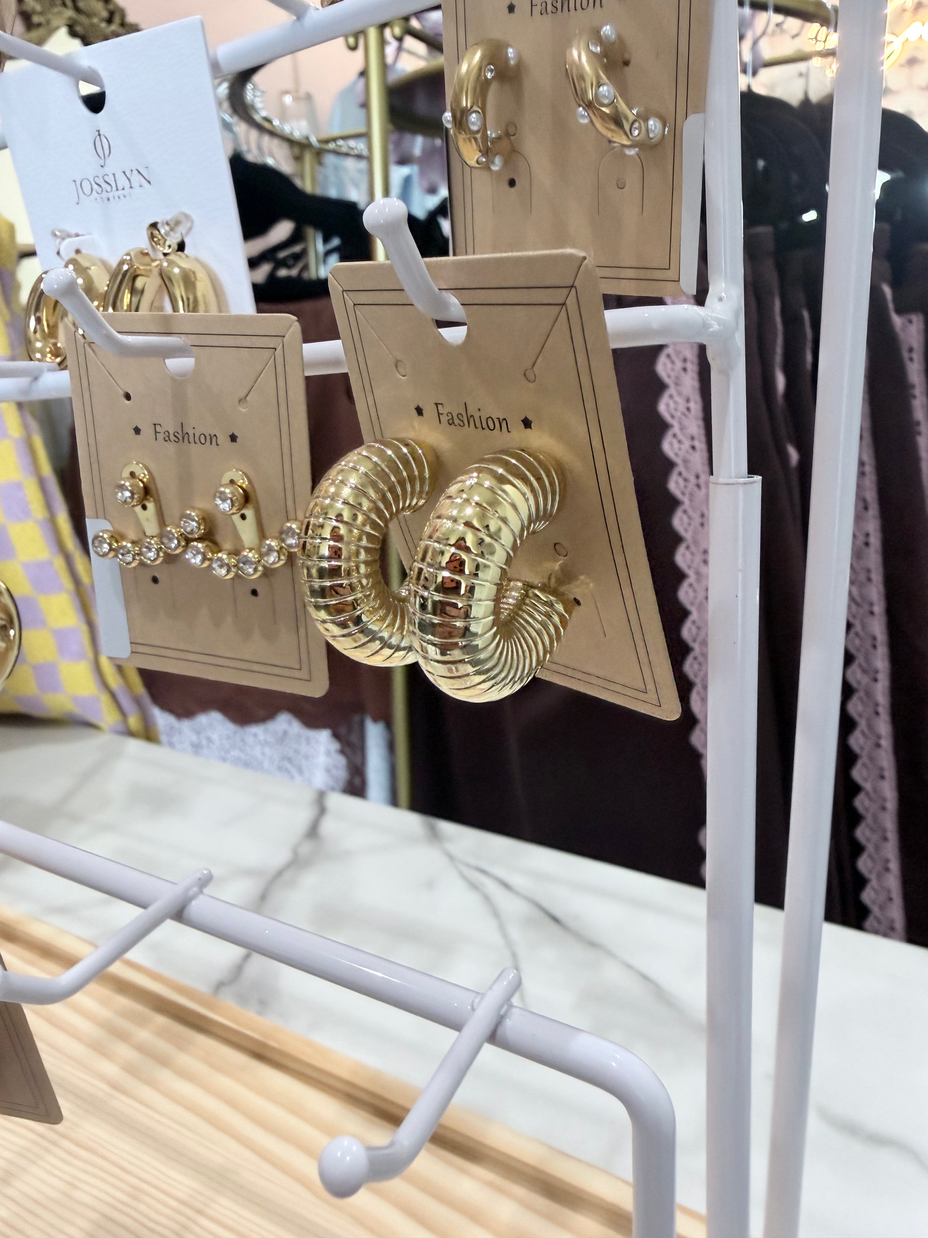 Golden Twist Ribbed Hoop Earrings