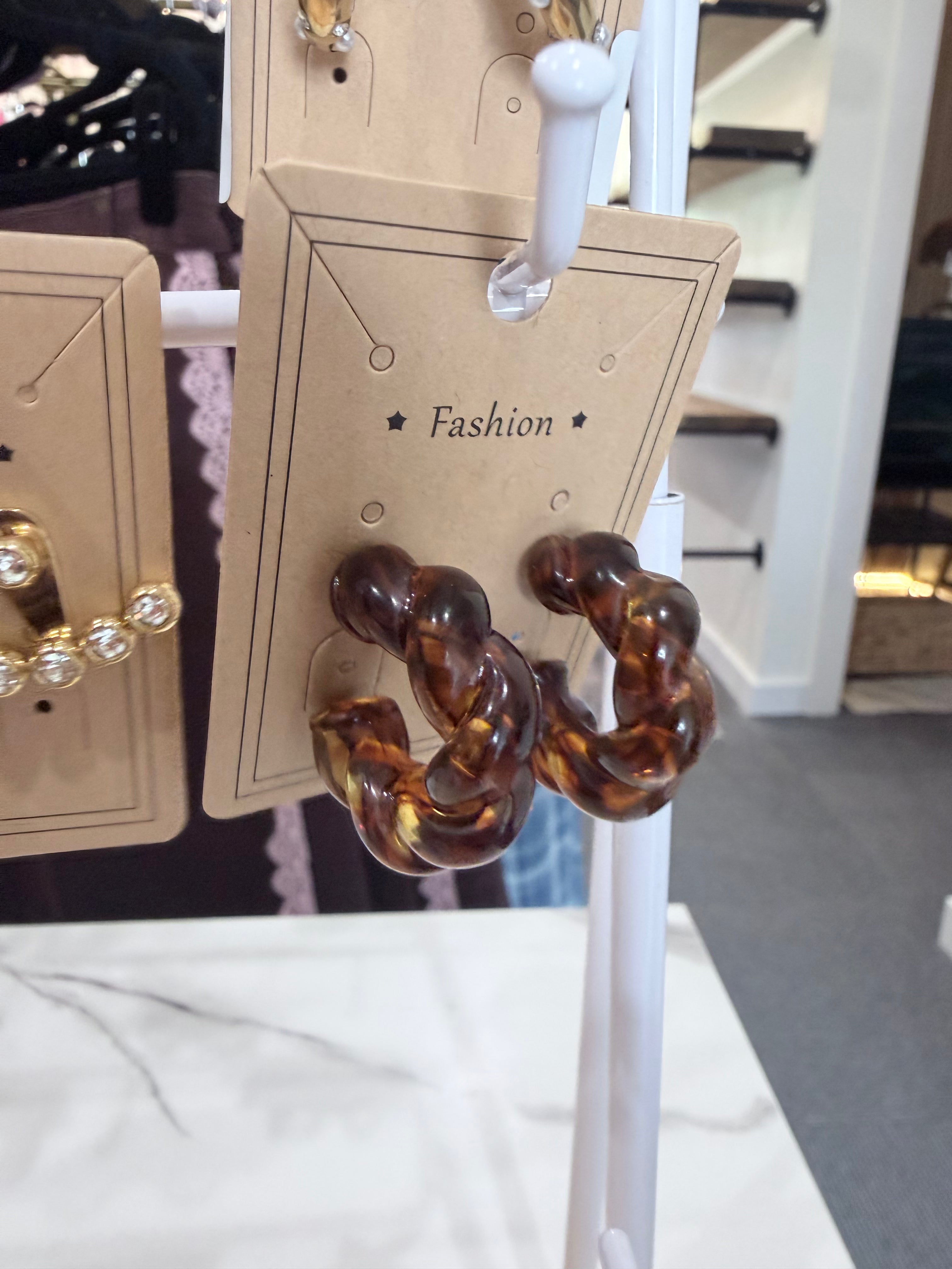 Tortoise Twist Statement Hoops