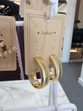 Golden Ribbed Statement Hoops